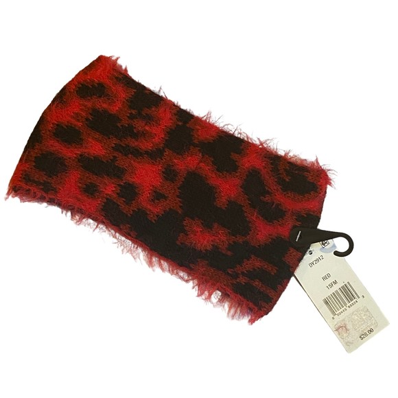 DKNY Red Black Animal Print Winter Headwrap NWT - Picture 2 of 4